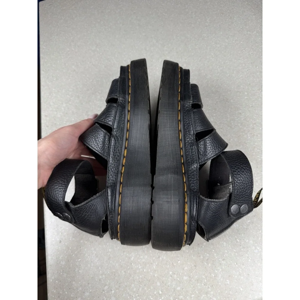 Dr Martens Sandals Women's 6L Black Leather Gladiator Platform Clarissa‎ II Quad